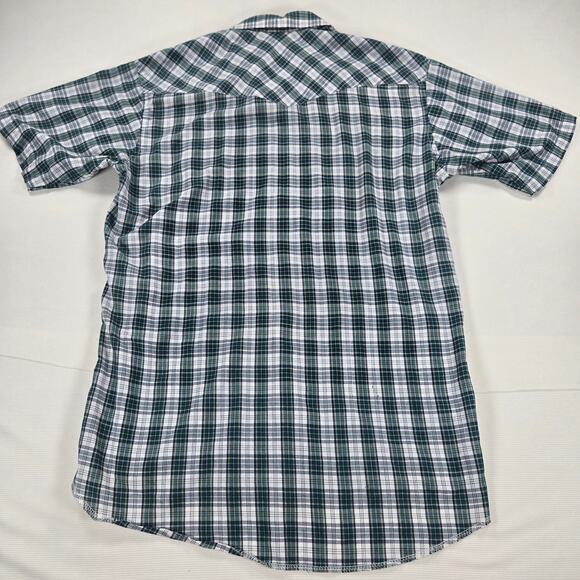 Vintage Wrangler Western Green‎ Plaid Pearl Snap Button Up Shirt Men's Size XL - Picture 6 of 7